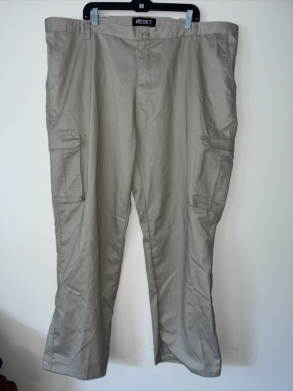 Mens Reset Khaki Cotton Blend Cargo Pants Beige Tan sz 40x32